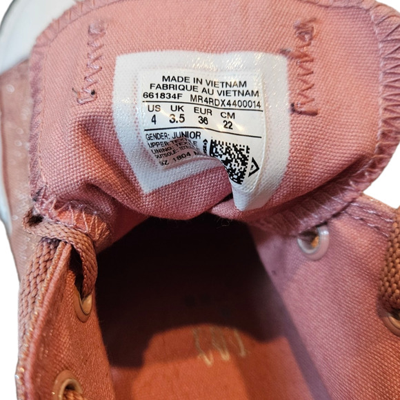 Converse Chuck Taylor All Star Ox Rust Pink Sparkles Junior Size 4 - Picture 10 of 10